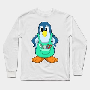 Penguin as Hairdresser with Scissors & Razor Long Sleeve T-Shirt